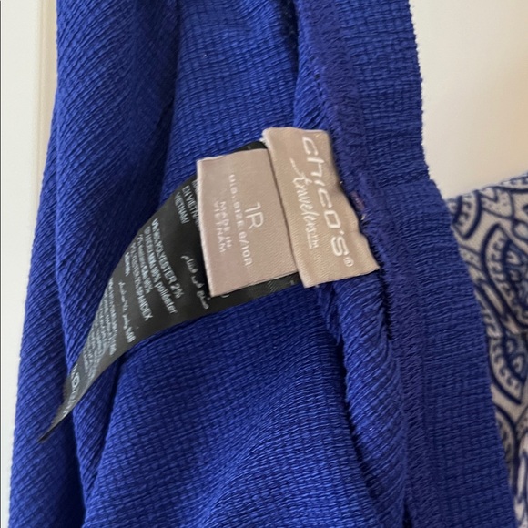 Chico's Blue and White Patterned Blazer - Picture 3 of 4